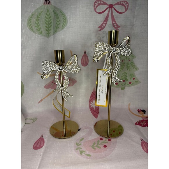Cupcakes and Cashmere Rhinestoe Bow Candle Holders - Picture 1 of 5